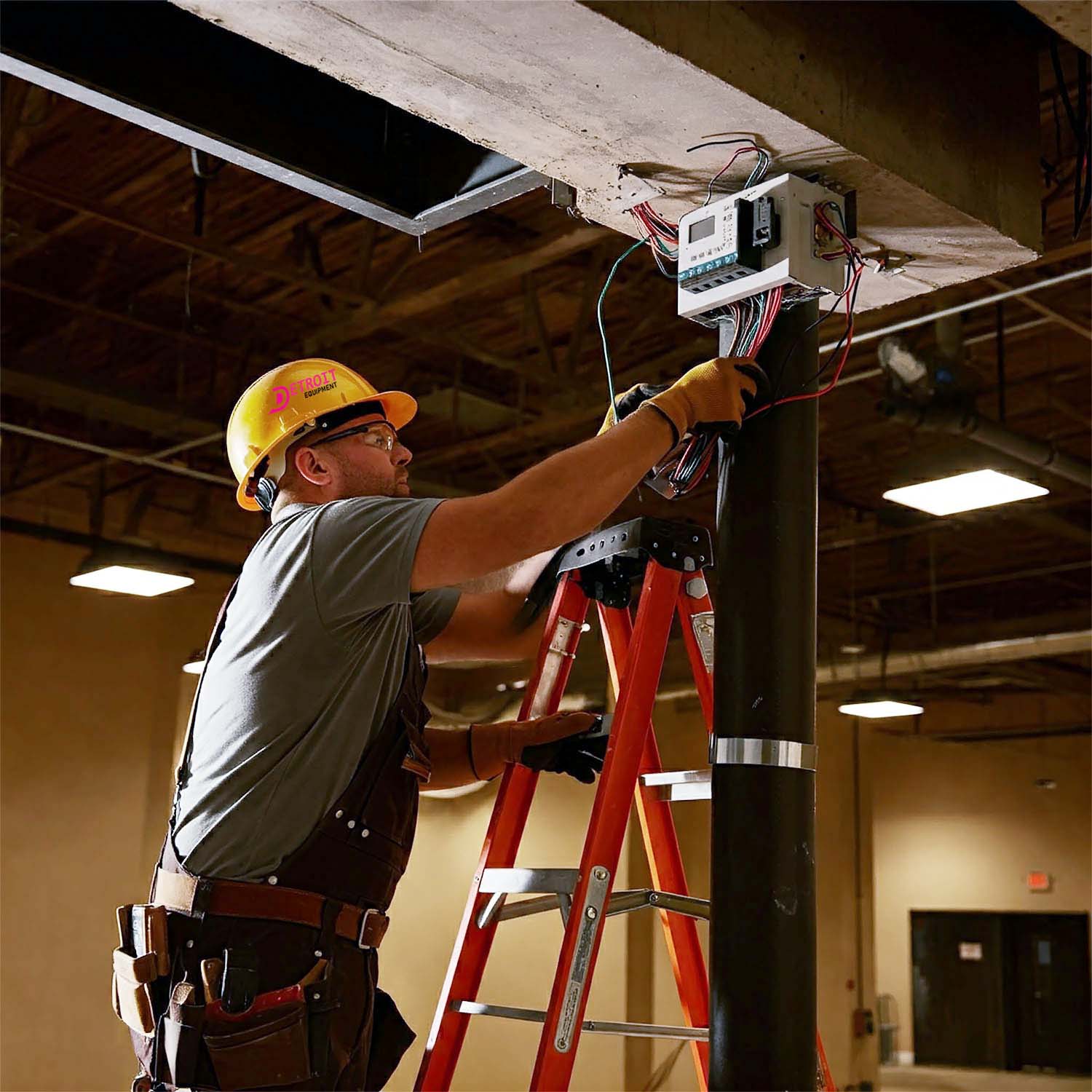 Commercial Electrician installing 240 volt service